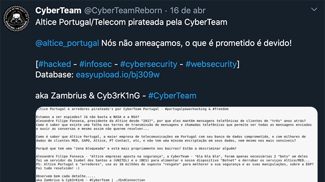 Altice Portugal terá sofrido ciberataque